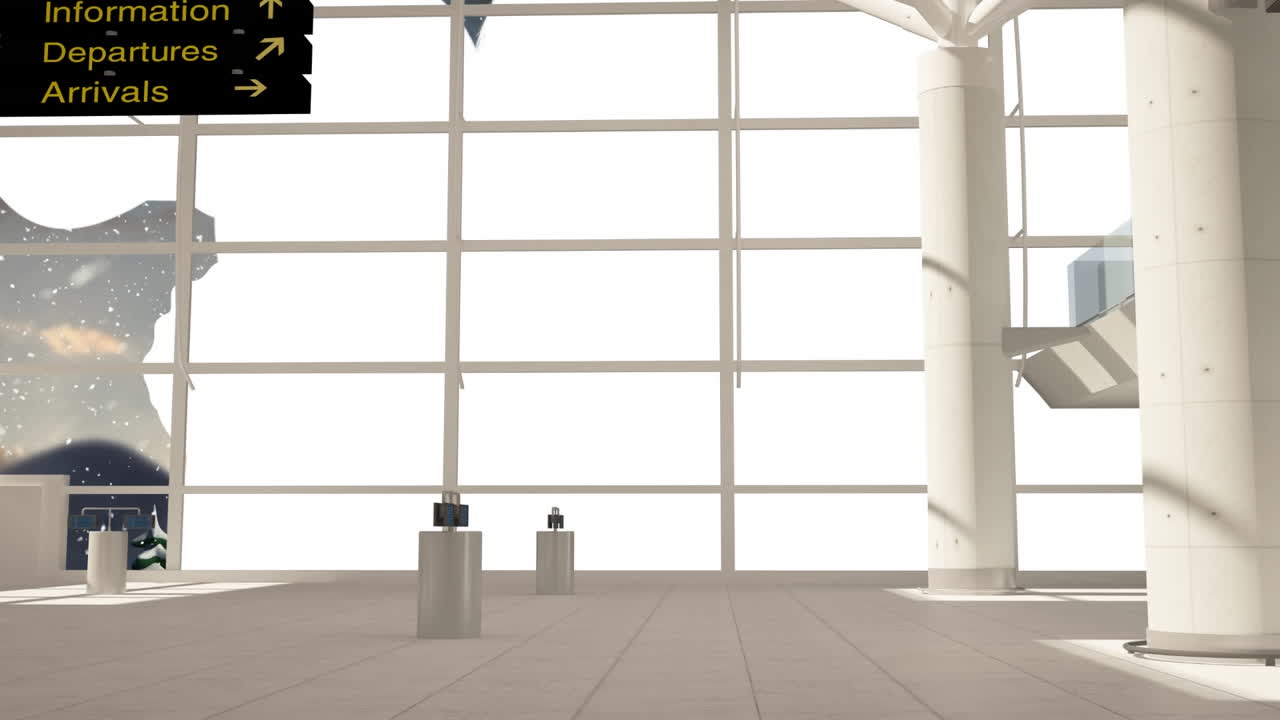 анимация рождества санта-клауса в санях с оленем и снегом, падающим через окно