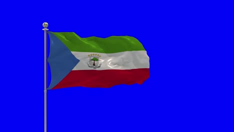 guinea ecuatorial ilustración 3d de la bandera ondeando en un poste con croma