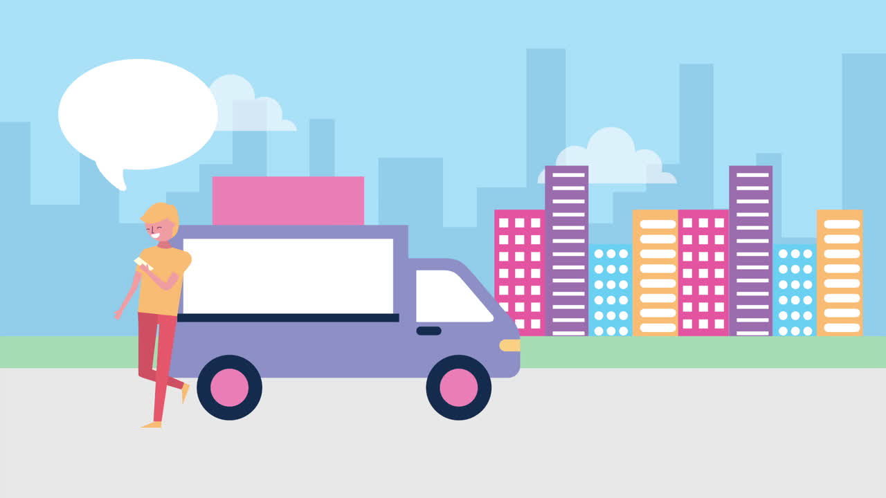 도시에서 차를 가진 젊은 남자