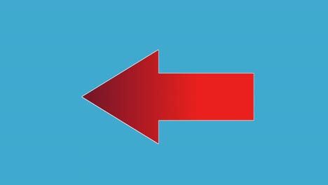 Red-Arrow-animation-sign-symbol-on-blue-screen,-red-color-cartoon-arrow-pointing-left-4K-animated-image-video-overlay-elements