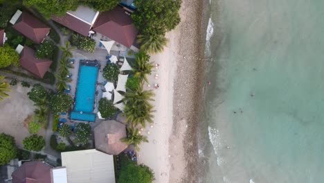 Aerial-Flying-Over-Lonely-Beach-At-Koh-Chang-Beside-Resort