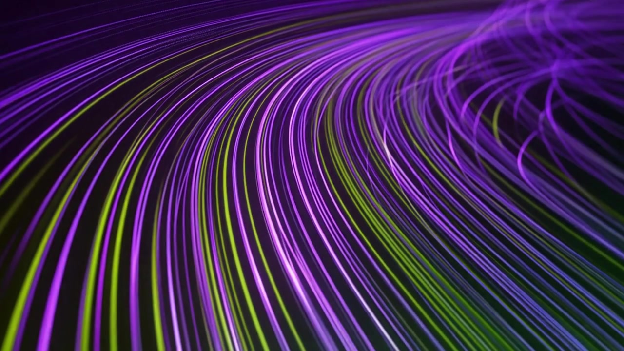 Abstract Background with Glowing Purple and Green Light Trails