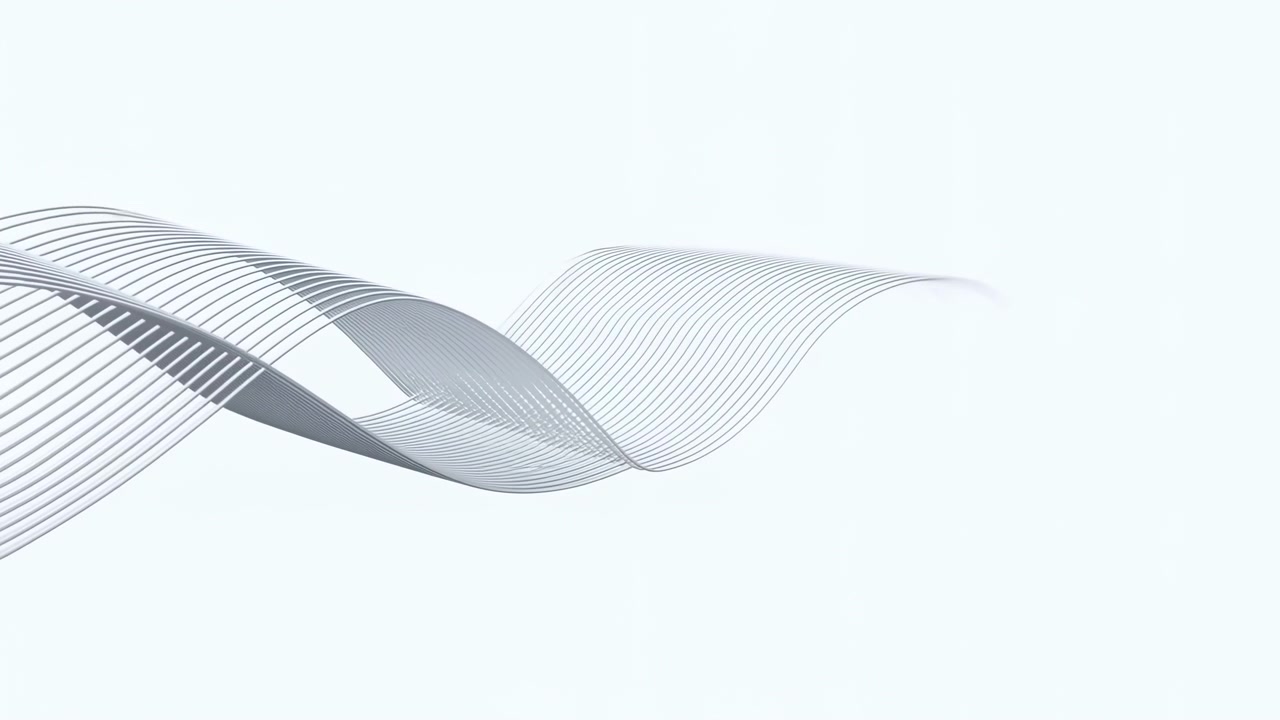 Abstract Gray Wave Lines On White, Delicate Translucent Ribbons Undulate Across Soft Gradient, Creating Calm