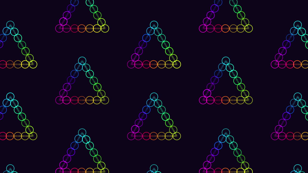 Colorful, bold, and playful, this seamless pattern showcases an array of triangles in vibrant hues. The intricate arrangement creates a lively and energetic visual aesthetic