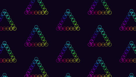 colorful, bold, and playful, this seamless pattern showcases an array of triangles in vibrant hues. the intricate arrangement creates a lively and energetic visual aesthetic