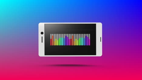 gráfico de barras de color arco iris que se muestra en el teléfono inteligente