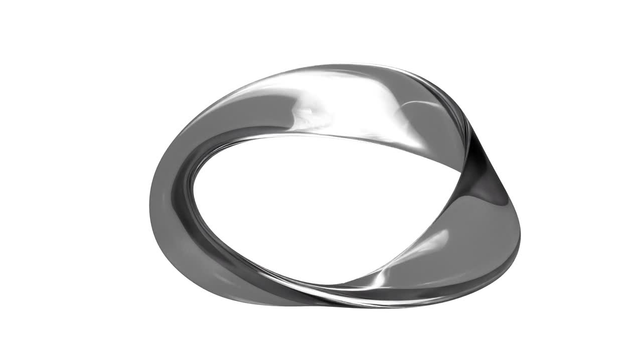Rotating Abstract Metallic Shape on White Background