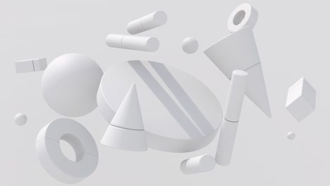 formas geométricas blancas. composición monocromática. animación abstracta, renderizado en 3d.
