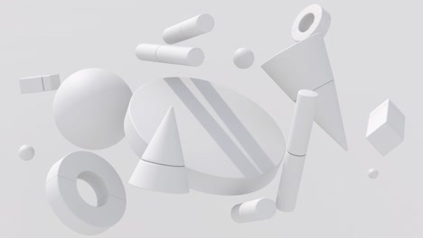 white geometric shapes. monochrome composition. abstract animation, 3d render.