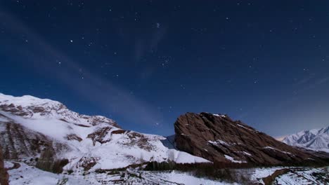 discover captivating wonderful scenic moonset timelapse starry sky iconic snow-capped alamut assassin castle gracing iran breathtaking landscape adventure natural beauty freezing cold winter night