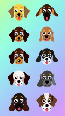 cute cartoon dog faces pattern and close-up illustration