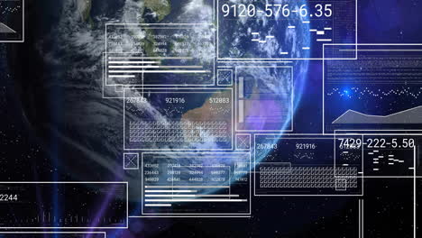 Animation-Der-Datenverarbeitung-über-Globus-Und-Wolken