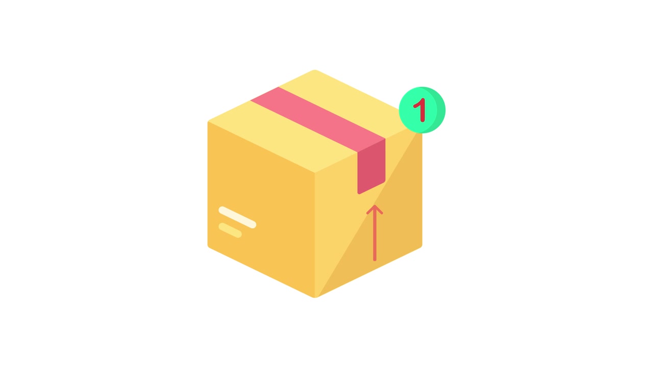 Animated Isometric Cardboard Box with New Notification