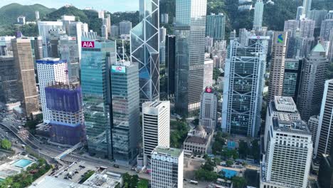 aerial view of hong kong business district in a summer day