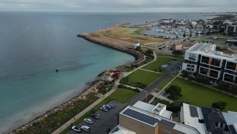 aerial drone flying over coogee area, suburbs of perth city in western australia