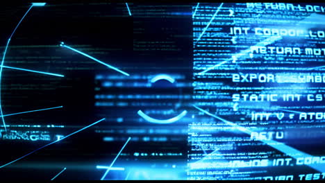 animation of scope scanning and data processing on black background