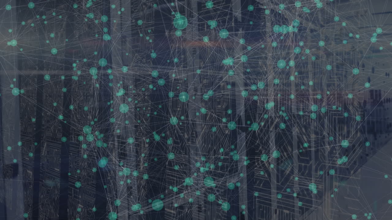 Animation of network of connections over server room