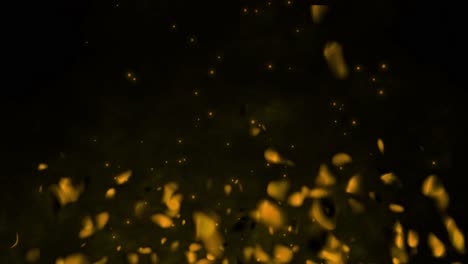 gas de fuego realista con brasas ardientes calientes chispas llamas animación 3d partículas de brillo ardiendo en fondo negro vfx amarillo