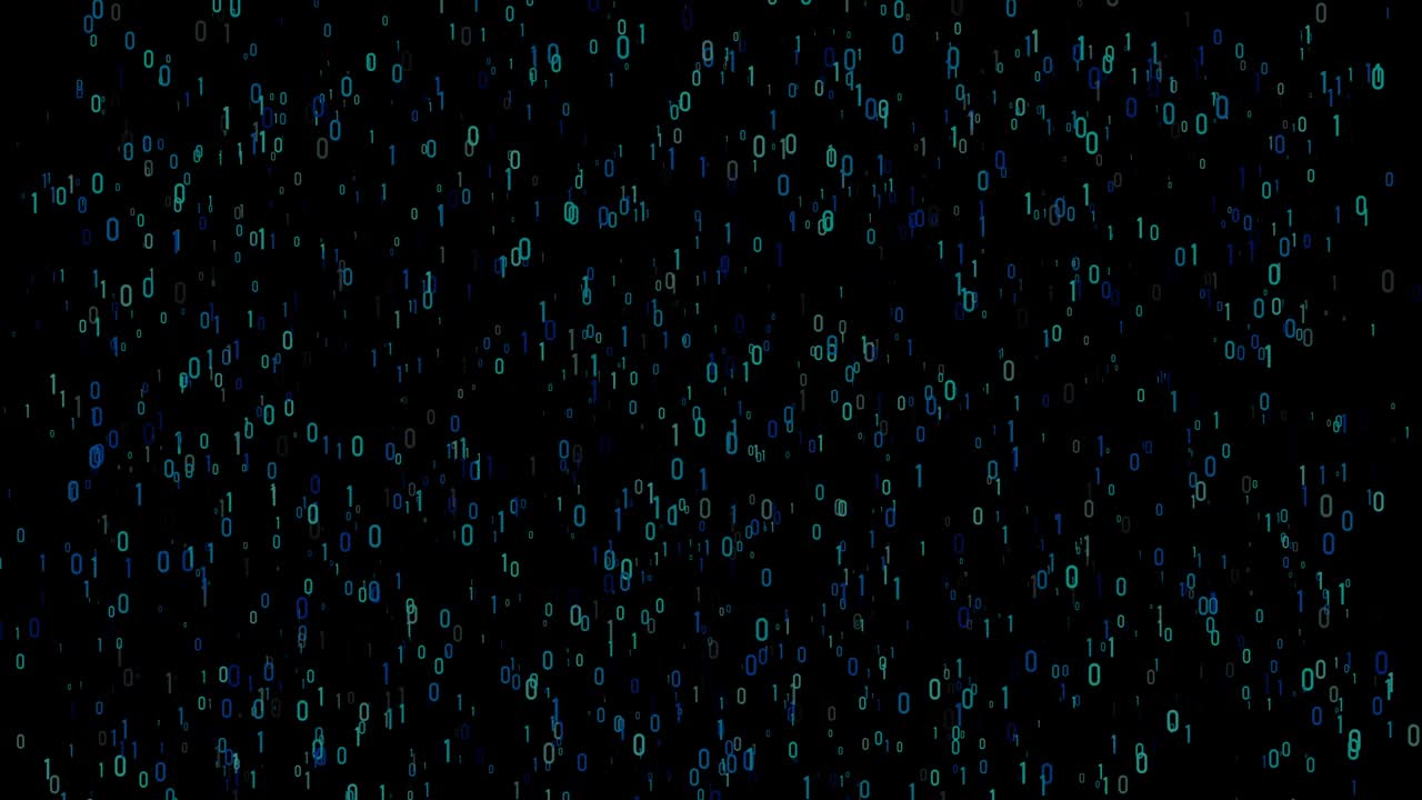 4K Abstract Loopable Flying Binary Code Animation, Black Color Background