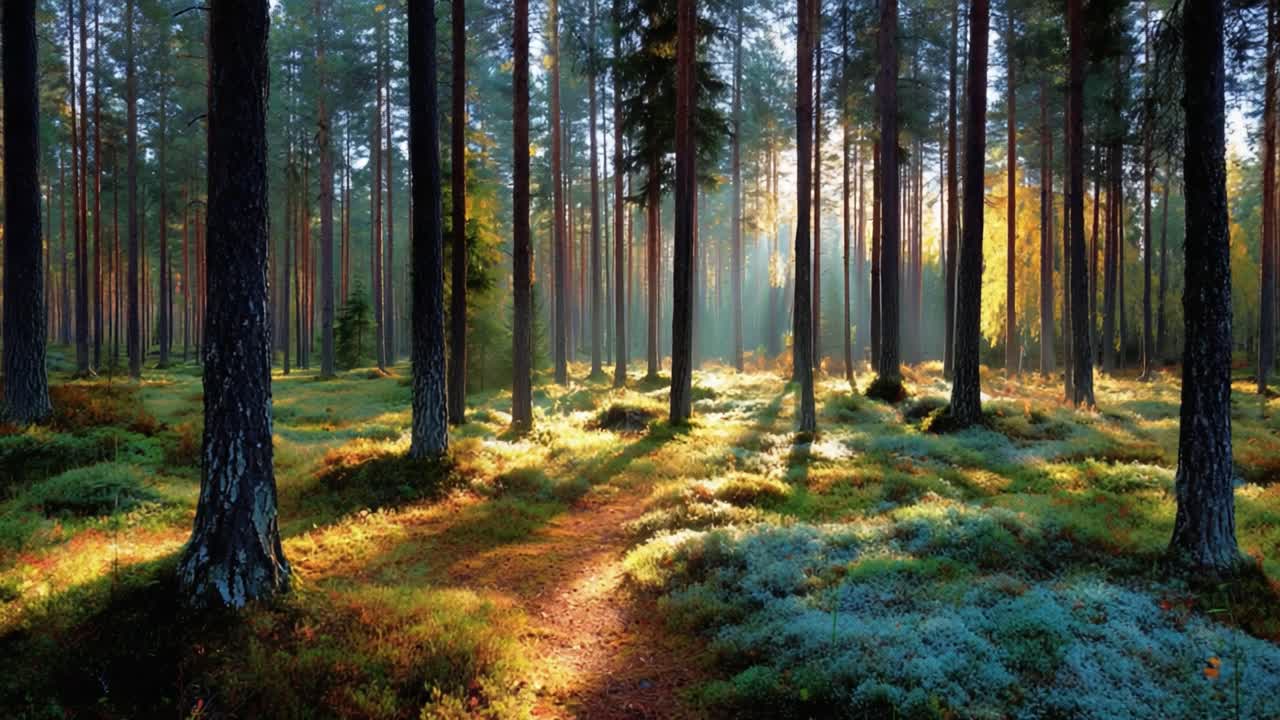 A Serene Forest Pathway Illuminated by Morning Light, Showcasing the ...