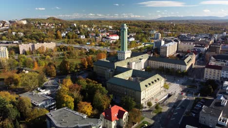 Observation-tower-of-the-New-Town-Hall-in-Ostrava,-Czech-Republic