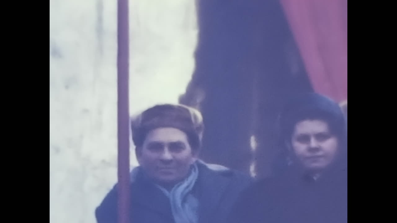 Men at a Soviet meeting. CIRCA USSR 1970: Men at a Soviet meeting