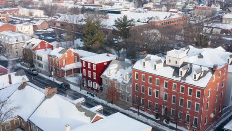 restored colonial buildings in american town