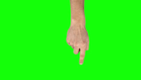 la mano del hombre está realizando girar en la pantalla de la tableta gesto en la pantalla verde. cerrar