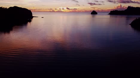 panorama of sunset over the ocean and tropical beach during summer