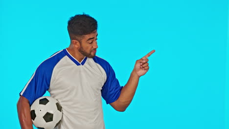 soccer ball, man isolated in studio