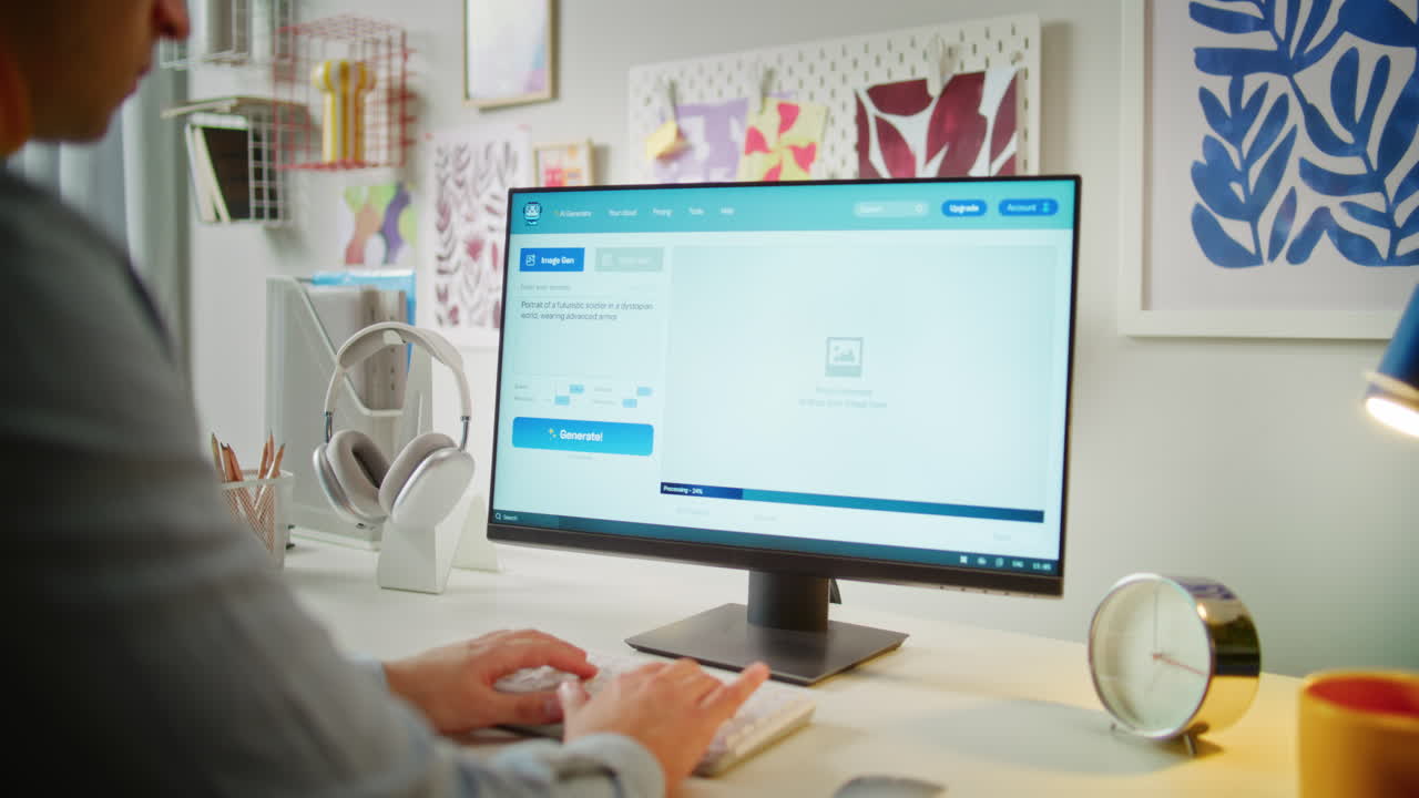 Person using software to generate an image on a computer