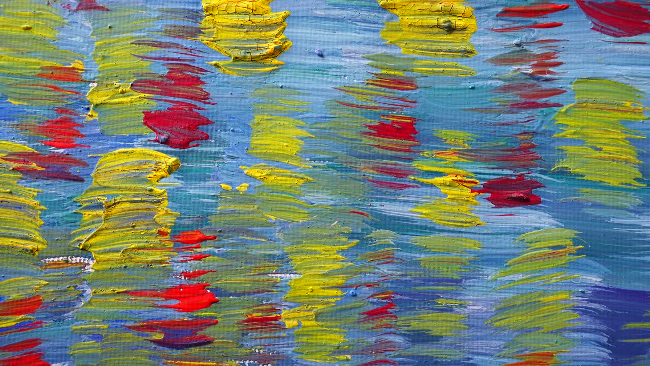 Abstracte tekening geschilderd met gouache. Opname van een bewegend beeld.