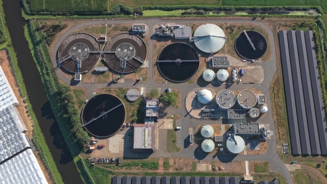 Aerial View of a Modern Wastewater Treatment Plant