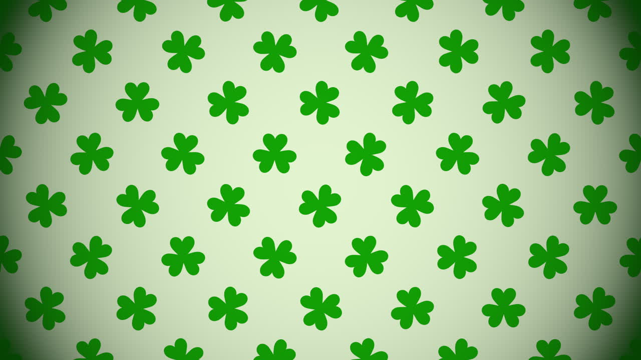 tréboles verdes en movimiento con el día 15 de san patricio