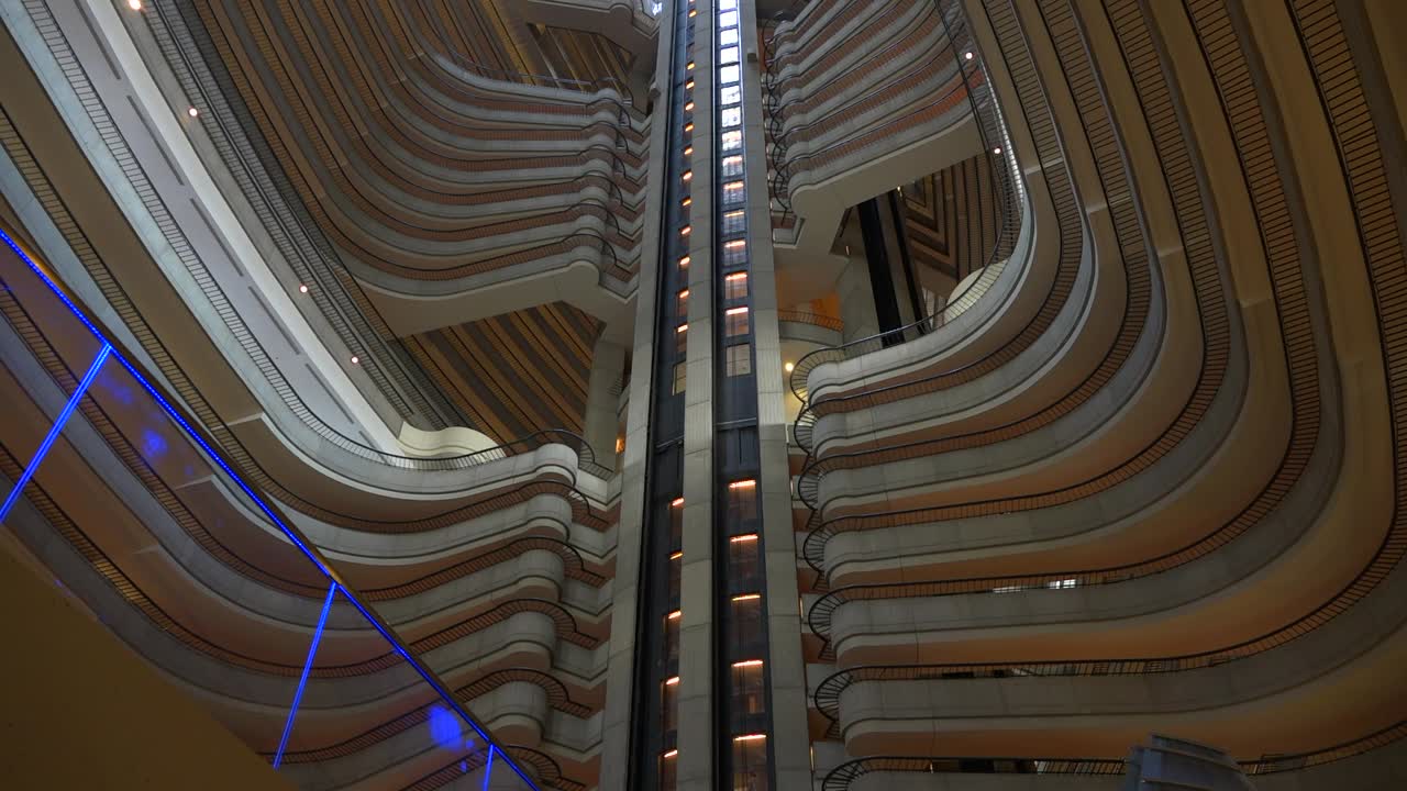 A low angle perspective looking up at the Marriott Marquis hotel in Atlanta Georgia 2