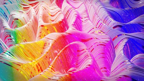 fondo abstracto en bucle. hermosa superficie ondulada iridescente de líquido con patrón, color de gradiente y ondas de flujo en él. arco iris brillante y fluido mate. bg creativo brillante con animación suave y suave.