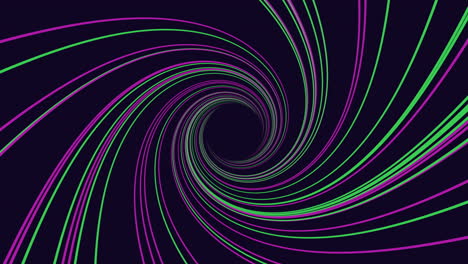 vibrant spiral of purple and green lines in dark vortex