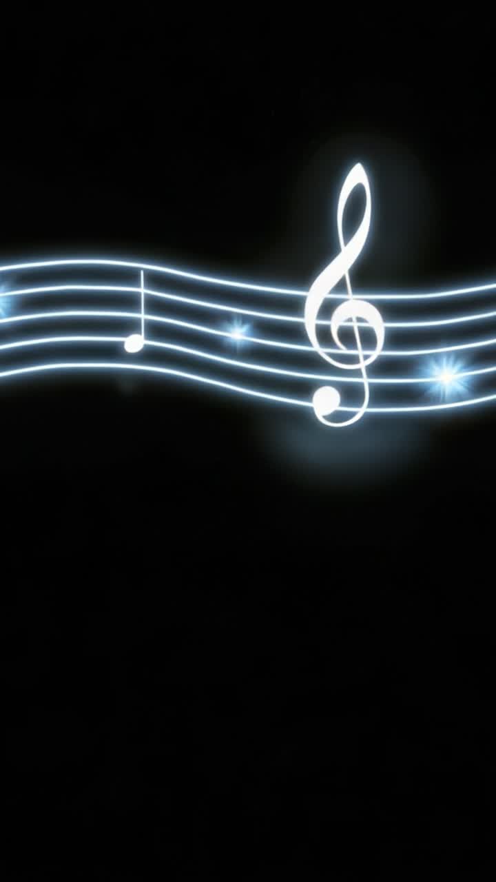 En Visuel Harmoni: Glødende Musikalske Noder Danser på en Mørk Baggrund, der Indfanger Essensen af Rytme og Melodi i To Stadier af Musikalsk Udtryk