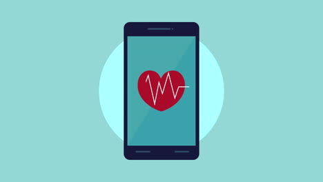 heart cardio in smartphone health animation