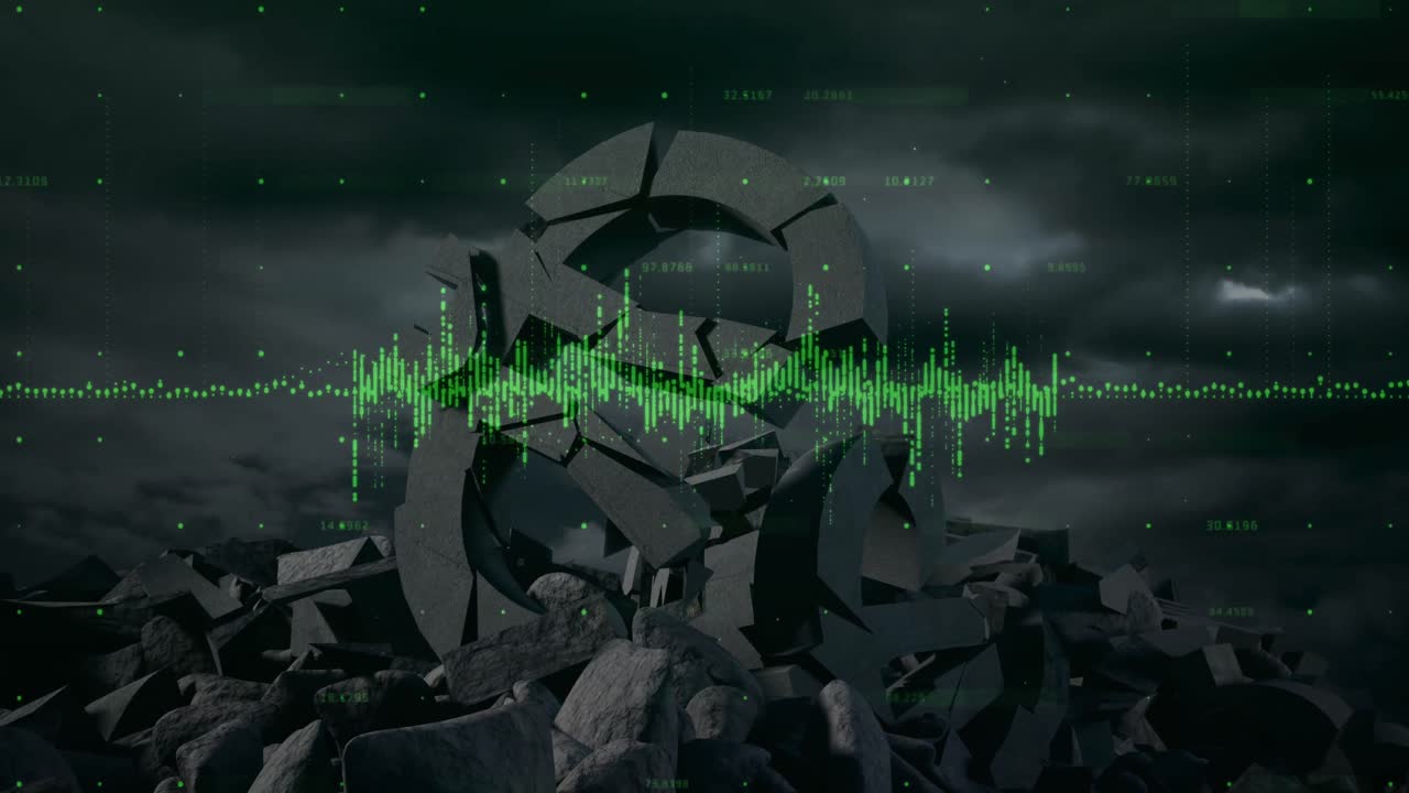 la animación del procesamiento de datos financieros sobre el signo del euro se derrumbó.