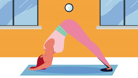 mujer practicando yoga en el personaje de la casa