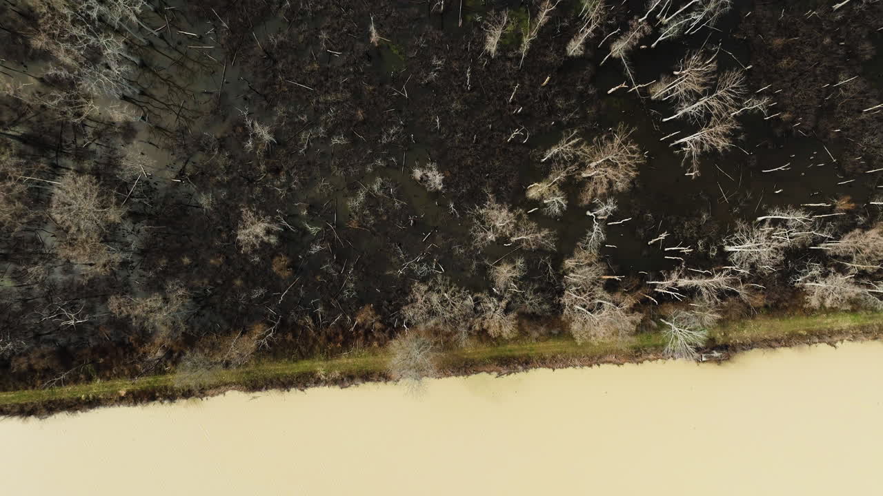 aguas turbias en el punto de eliminar área de vida silvestre, blackwell, arkansas, vista aérea