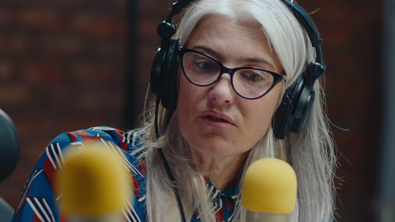 Woman in Radio Studio
