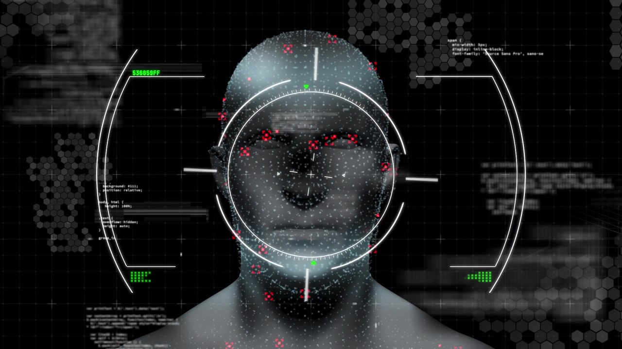 Digital Facial Recognition Scanning Human Head Model