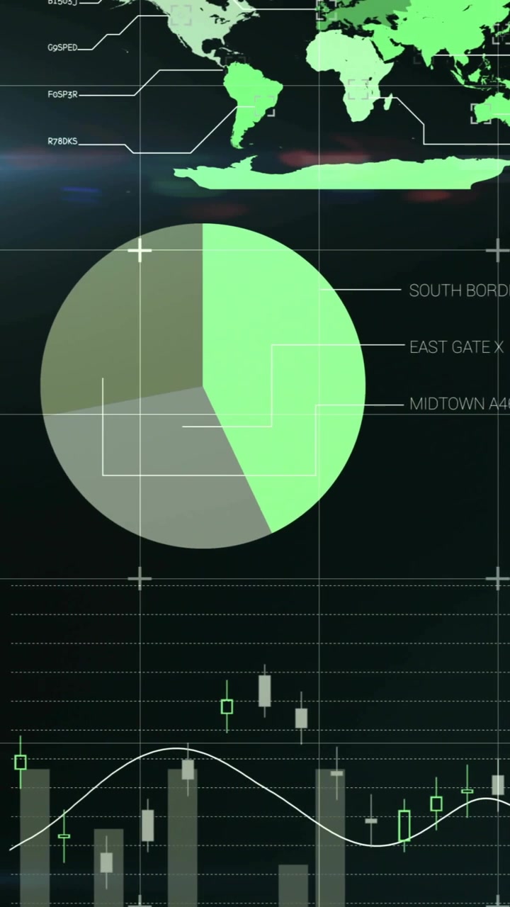 Video verticale: La telecamera panoramica sul cruscotto rivela indicatori e grafici, mostrando KPI tecnologici per i test.