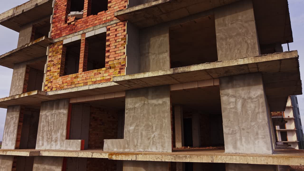 Construction site of an unfinished building in a developing area