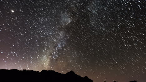 startrail time lapse sequence of the milky way at teide national park in tenerife