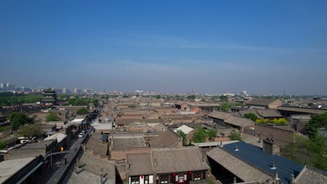 ciudad antigua de pingyao en pedestal aéreo disparado