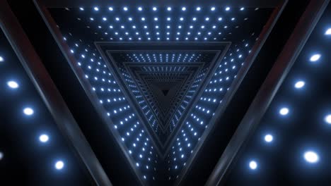 abstract triangular tunnel with glowing led lights