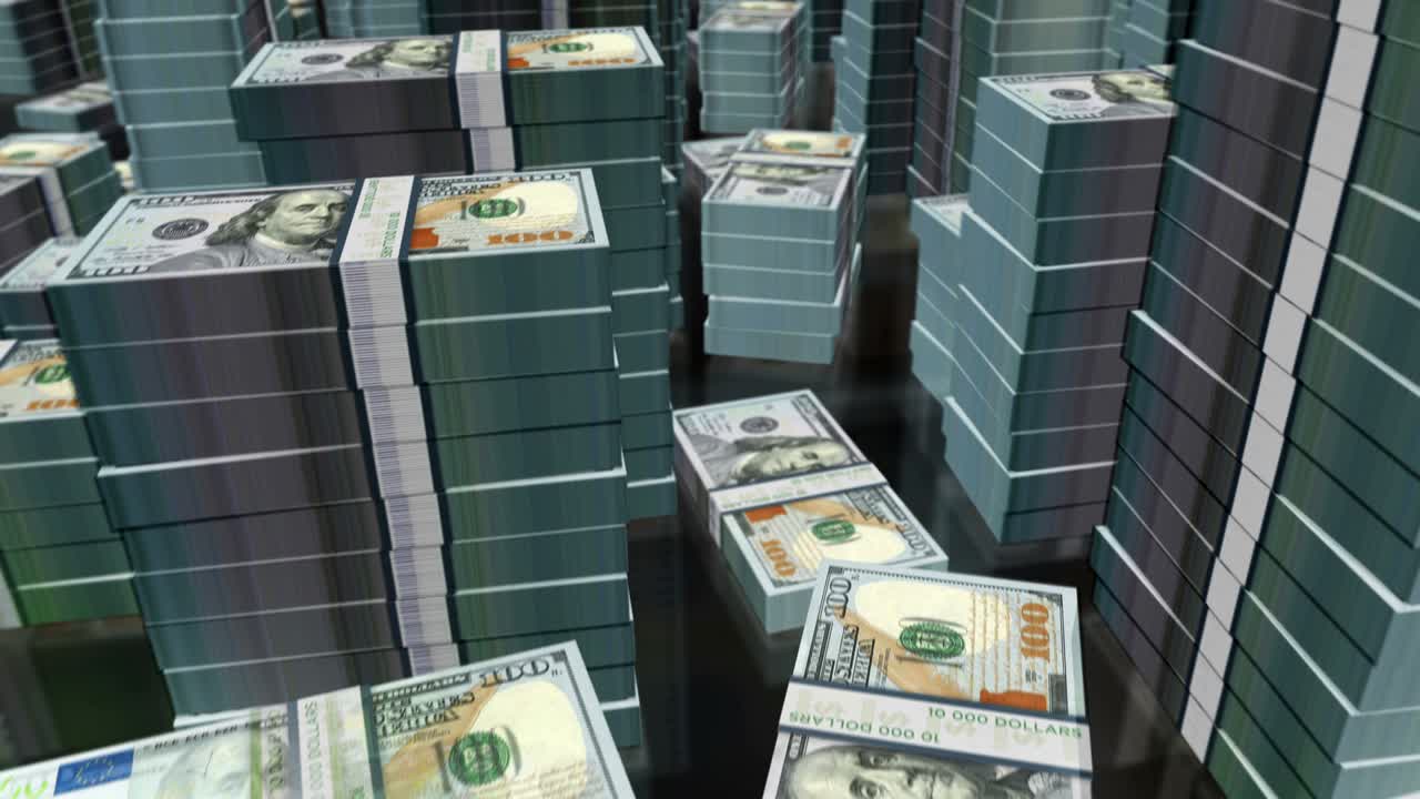 유로 지폐 어리 달러 루프 애니메이션